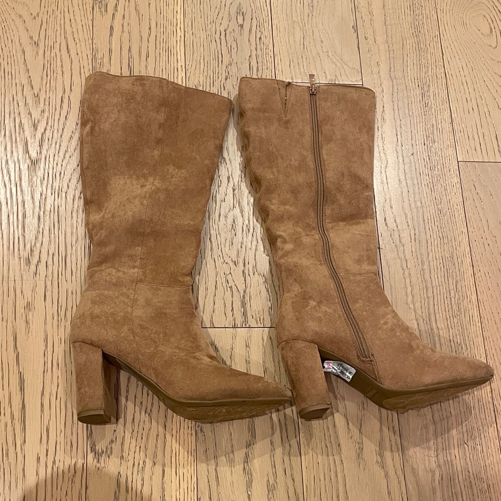 Suede Tan Heeled Boots